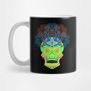 ñanduti night light ecopop skeleton catrina head in street graffiti style arts Mug